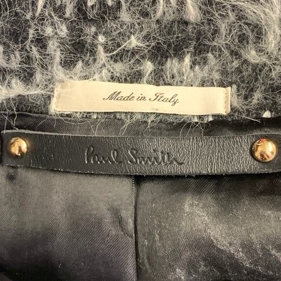 PAUL SMITH Size M Grey White Textured Wool Blend Peak Lapel Coat - Picture 6 of 9